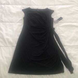 NWT Chetta B sleeveless Little black dress with side belt attached to tie